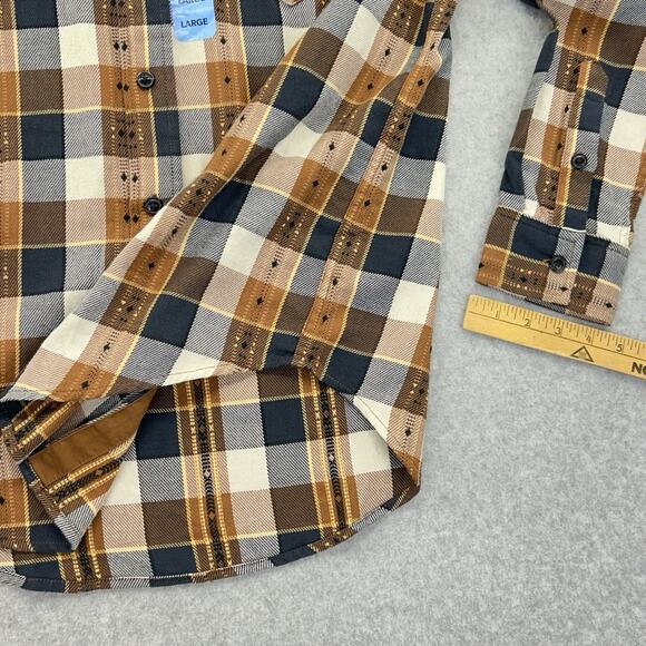 Frye Jacquard Flannel Shirt Men's Size Large Brown Plaid Button Up NEW Read - Picture 11 of 14